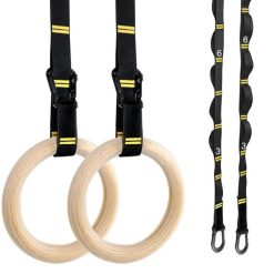 Wooden Gymnastic Rings Set Adjustable Fitness Rings for Home Workouts