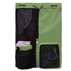 Alternative view of Mesh Beach Backpack with Wet Pocket Drawstring Waterproof Swimming Gym Bag for Men Women - Green