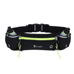 Hydration Running Belt with 2 Water Bottles and Phone Pouch for Marathon Hiking - Green