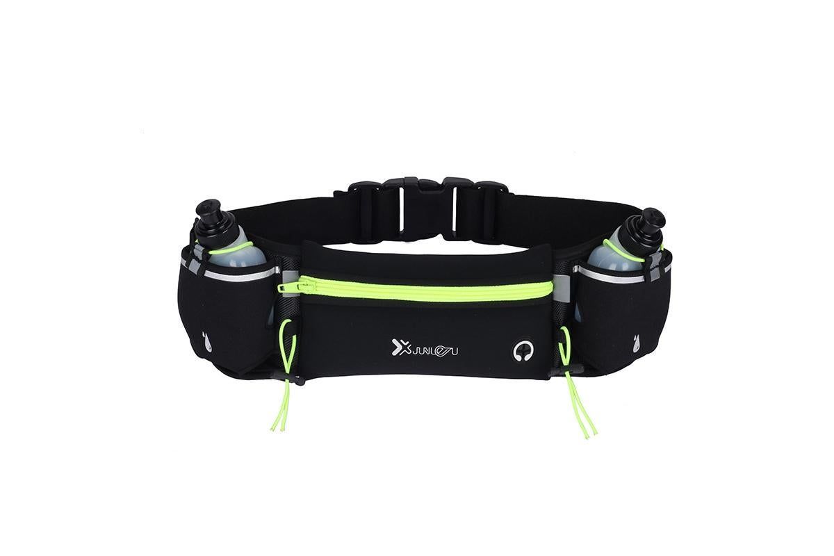 Hydration Running Belt with 2 Water Bottles and Phone Pouch for Marathon Hiking - Green 1 Hydration Running Belt with 2 Water Bottles and Phone Pouch for Marathon Hiking - Green