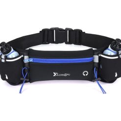 Hydration Running Belt with 2 Water Bottles and Phone Pouch for Marathon Hiking - Blue
