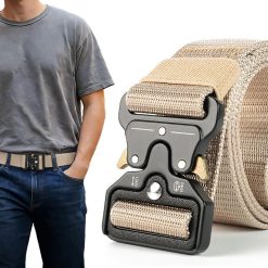 Nylon Tactical Belt Quick-Release for Outdoor Work Daily - Khaki