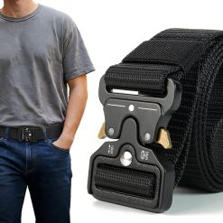 Nylon Tactical Belt Quick-Release for Outdoor Work Daily - Black
