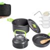 10-piece camping cookware mess kit - green