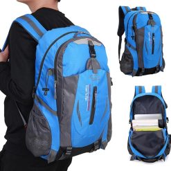Water-resistant Hiking Backpack Travel Camping Nylon Outdoor Bag for Men and Women -Blue