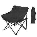 Folding camping chair with storage bag, black