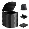 Portable camping toilet with lid, black
