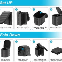 Alternative view of Portable Camping Toilet Folding Toilet for Adults with Lid -Black