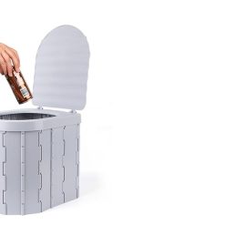 Alternative view of Portable Camping Toilet Folding Toilet for Adults with Lid -Gray