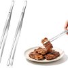 Stainless Steel BBQ Tongs 30cm Round and Straight Heads