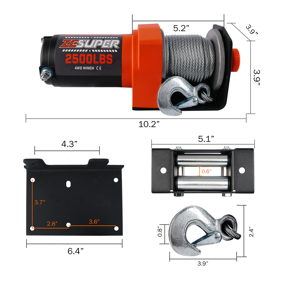 ZESUPER Electric Winch 2500LBS/1134KG 12V 15.2M Steel Cable ATV UTV 4WD 4X4 Boat 2 ZESUPER Electric Winch 2500LBS/1134KG 12V 15.2M Steel Cable ATV UTV 4WD 4X4 Boat - Image 2