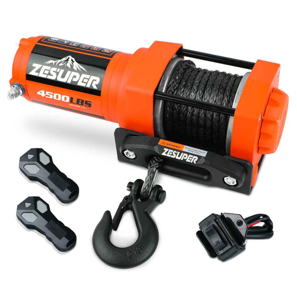 ZESUPER 12V Electric Winch 4500lb Synthetic Rope Boat Winch ATV Winch Trailer Winch 4WD 1 ZESUPER 12V Electric Winch 4500lb Synthetic Rope Boat Winch ATV Winch Trailer Winch 4WD