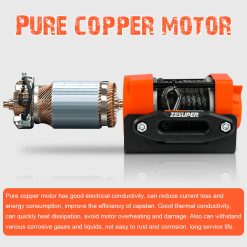 ZESUPER 12V Electric Winch 4500lb Synthetic Rope Boat Winch ATV Winch Trailer Winch 4WD 17 V211 AUEB ZEEW019 89072 08