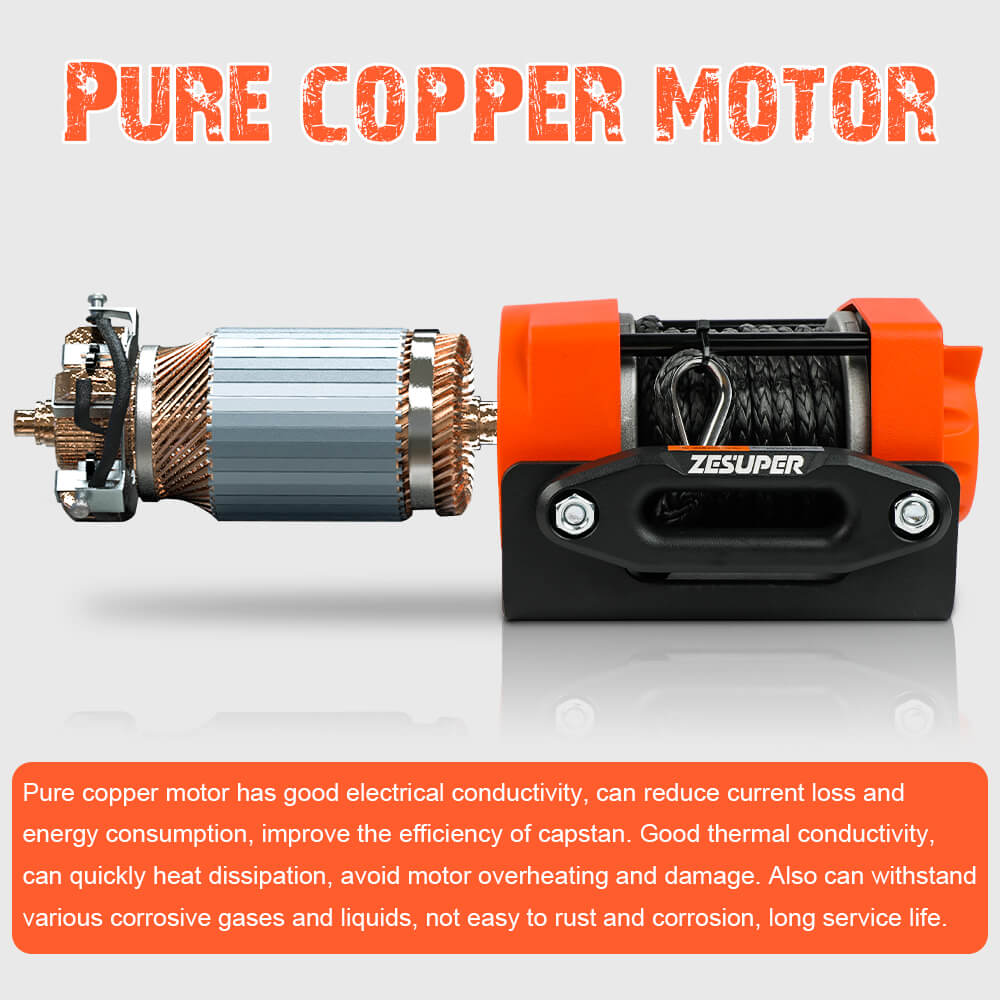 ZESUPER 12V Electric Winch 4500lb Synthetic Rope Boat Winch ATV Winch Trailer Winch 4WD 9 ZESUPER 12V Electric Winch 4500lb Synthetic Rope Boat Winch ATV Winch Trailer Winch 4WD - Image 9