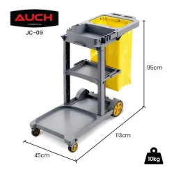 Alternative view of AUCH Janitor Cleaning Trolley 3-Shelf Grey