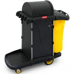 Janitor Cleaning Trolley with Lockable Cabinet and Quiet Wheels