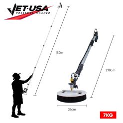 Alternative view of JET-USA 5.5m Telescopic Rotary Surface Cleaner Brush, for Solar Panels, Walls, Windows, M22 Pressure Washer Connection