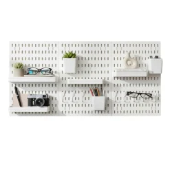 Pegboard Wall Organiser Storage Kit 18 Accessories White