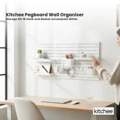Alternative view of Pegboard Wall Organiser Storage Kit 18 Accessories White
