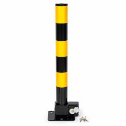 Fold Down Parking Bollard Lockable 61cm Yellow Black