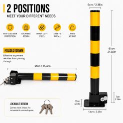 Alternative view of Fold Down Parking Bollard Lockable 61cm Yellow Black