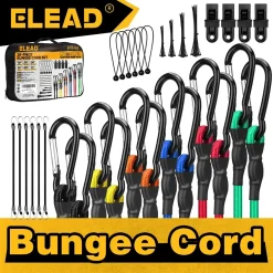 Bungee Cord Set 28-Piece Heavy-Duty with Carabiner Hooks