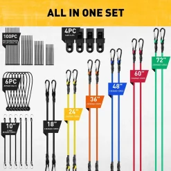 Alternative view of Bungee Cord Set 28-Piece Heavy-Duty with Carabiner Hooks