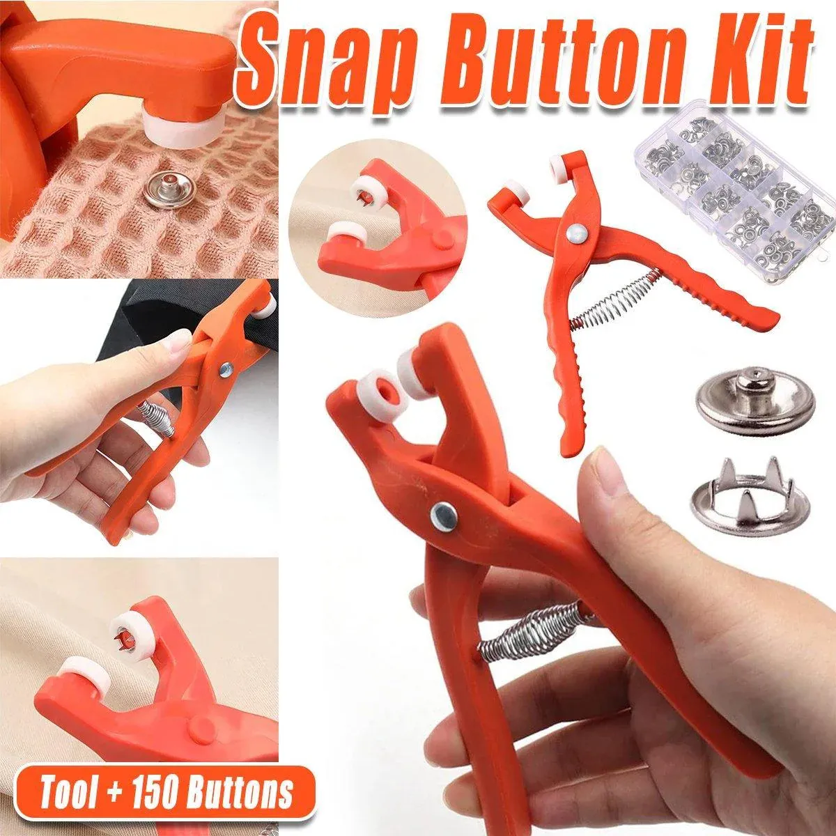 Snap Button Pliers Tool with 150 Buttons Storage Box 1 Snap Button Pliers Tool with 150 Buttons Storage Box