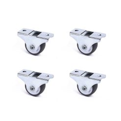 Mini Fixed Caster Wheels Rubber Low Profile Set of 4