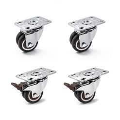 50mm Swivel Caster Wheels Set 4 with Brakes Twin