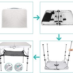 Alternative view of Portable Folding Camping Table with Aluminum Frame - Lightweight 60x40x50cm Picnic Table with Mesh Storage Bag and Carrying Handle for Outdoor BBQ, Travel, and Self-Driving Trips
