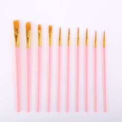 Pink Versatile 10-Piece Artist Paint Brush Set (10 Sets Included) - for Acrylic, Oil, Watercolor & Gouache Painting