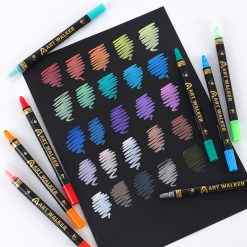 Alternative view of 2PCS 12-Colour Dual Tip Acrylic Paint Pens - Quick-Dry Waterproof Markers for Kids' Art & Crafts, Rock Painting