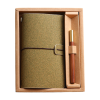 A6 Retro Floral Leather Notebook with Wooden Pen Gift Box