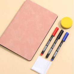 Alternative view of Blue A4 PU Leather Whiteboard Notebook with 3-Color Pens, Eraser & Cloth - Reusable Eco-Friendly Desktop Memo Pad & Handheld Writing Tablet
