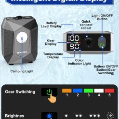Alternative view of Portable Camping Shower Pump, 6000mAh Rechargable Outdoor Shower Set with 4-Mode Camping Light, 3 Spray Modes & Digital Display, IPX8 Waterproof Pump for Hiking, Travel, Car, Pet