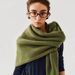 Alternative view of Brown Retro Wool Blend 190x70cm Knitted Triangle Scarf - Multifunction Warm Shawl Wrap with Elegant Minimalist Design for Fall Winter Versatile Styling