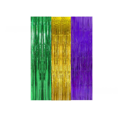 Alternative view of 5-piece Purple Laser Tinsel Foil Fringe Curtain - 1*1m Metallic Party Streamer Backdrop for Birthday, Wedding, Christmas, New Year & Event Decoration - Shimmering Photo Booth & Doorway Prop