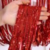 Red Laser Tinsel Fringe Curtain 1m x 1m