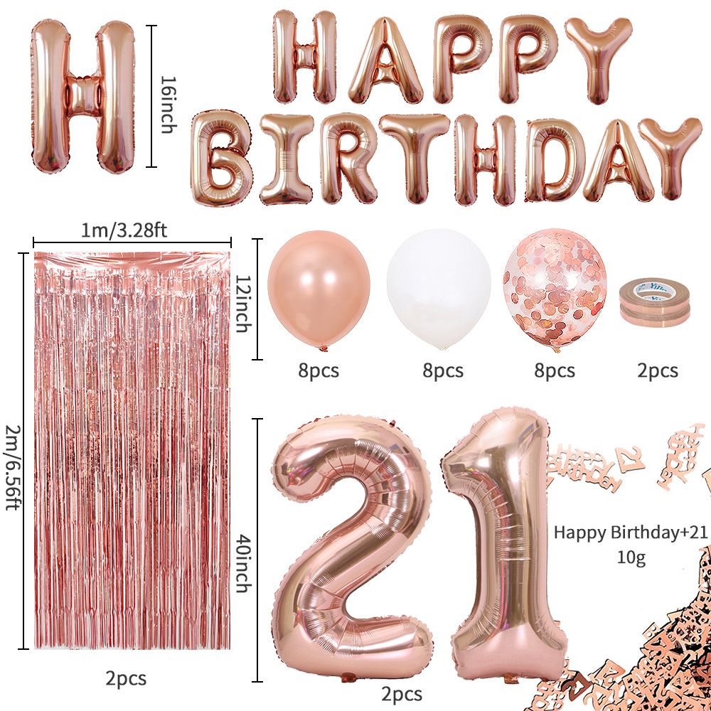 Rose Gold 21st Birthday Balloon Decoration Set 1 Rose Gold 21st Birthday Balloon Decoration Set