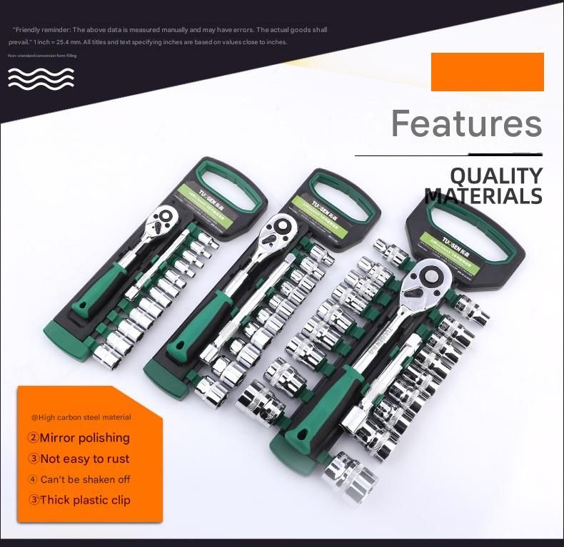 Green 12-Piece Socket Set with Quick-Release Ratchet 2 Green 12-Piece Socket Set with Quick-Release Ratchet - Image 2