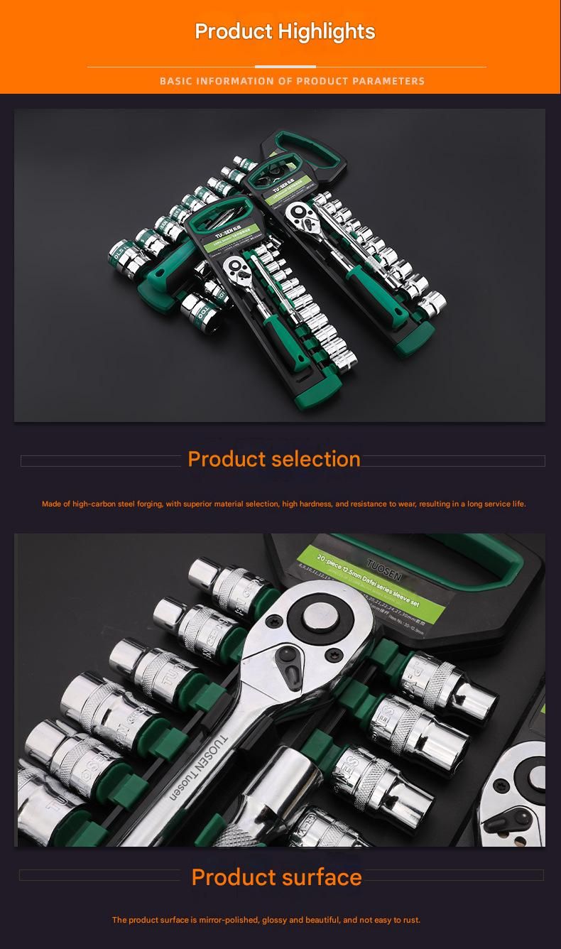 Green 12-Piece Socket Set with Quick-Release Ratchet 4 Green 12-Piece Socket Set with Quick-Release Ratchet - Image 4