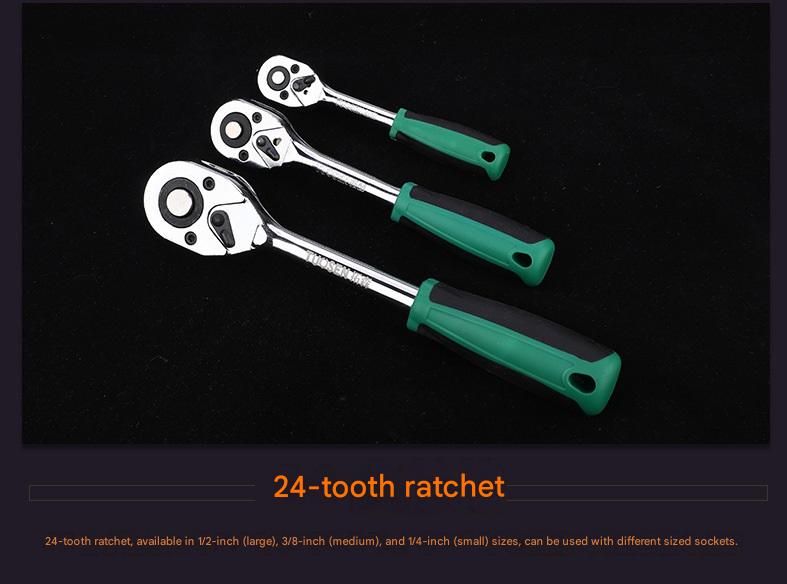 Green 12-Piece Socket Set with Quick-Release Ratchet 5 Green 12-Piece Socket Set with Quick-Release Ratchet - Image 5
