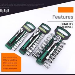 Alternative view of Green 12-Piece Socket Set with Quick-Release Ratchet