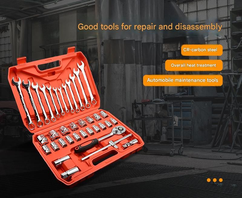 46-Piece Automotive Repair Tool Set with Carbon Steel Ratchet 3 46-Piece Automotive Repair Tool Set with Carbon Steel Ratchet - Image 3