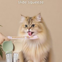 Alternative view of Beige Cat Treat Spoon for Wet Food & Paste - Extra-Long PP Handle, Food-Grade Squeeze Feeder with Anti-Spill Bowl, Easy One-Handed Operation for Cats