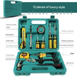 12 piece home and car tool kit with blow-moulded case