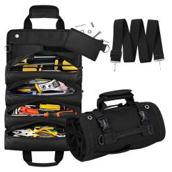 Black 600D Oxford Tool Organizer Bag – Waterproof Roll-Up