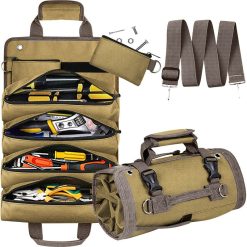 Khaki 600D Oxford Cloth Tool Organizer Bag – Waterproof & Anti-Scratch