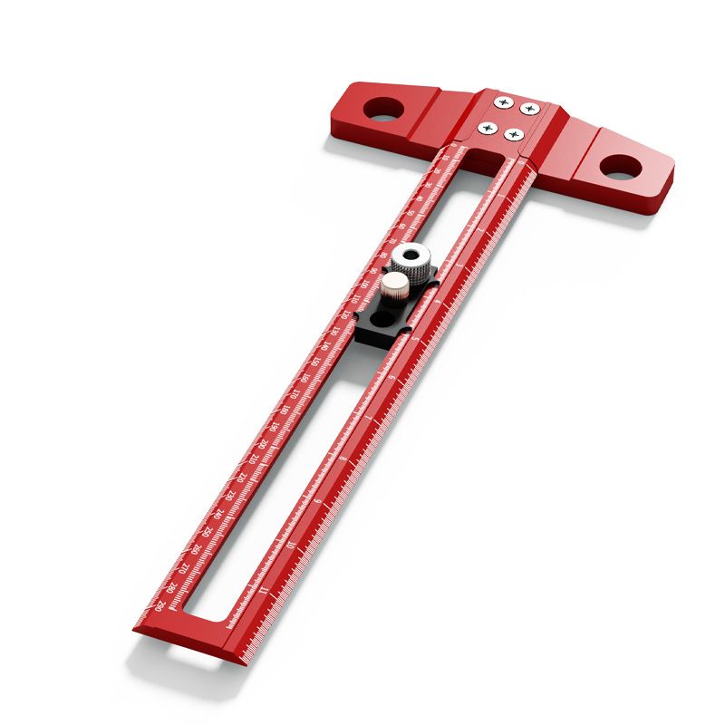 Aluminium T-Square Ruler 0-400mm with Interchangeable Drill Bushings 1 Aluminium T-Square Ruler 0-400mm with Interchangeable Drill Bushings